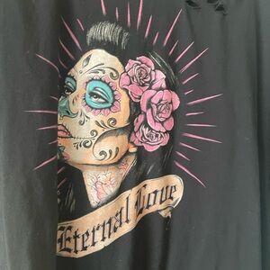 New torrid Black Knit Top with Pink Accent New distressed style